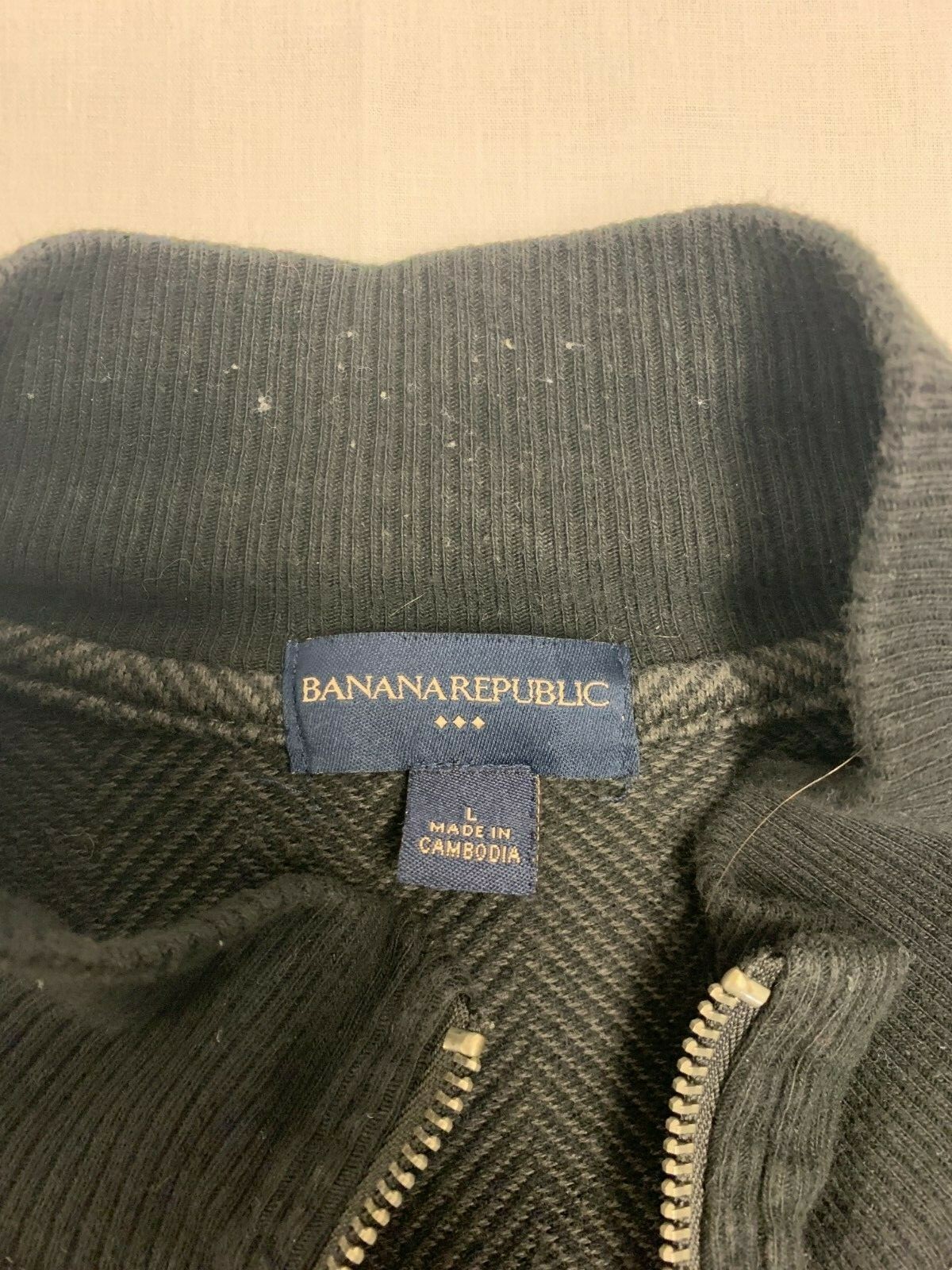 Banana Republic Men's Full Zip Sweater Gray Herringbone Size L EUC eBay