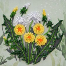Bead Embroidery Kit Dandelions Beaded stitching Beadwork DIY Abris Art