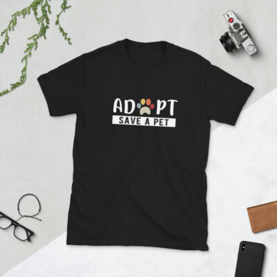 Adopt save a pet Cat and Dog Animals Rescue, Short-Sleeve Unisex T-Shirt