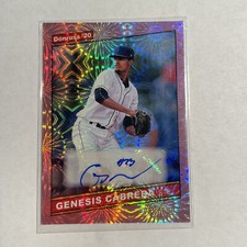 2020 Donruss Retro 1986 Signatures Pink Fireworks /100 Genesis Cabrera Auto