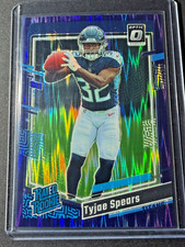 Tyjae Spears 2023 Panini Donruss Optic #297 Rated Rookie - Purple Shock Prizm RC