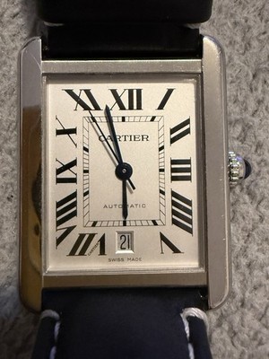 CARTIER Tank Solo XL W5200028 Date Silver Dial Automatic Men's Watch Swiss Made