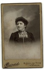 Antique CDV Circa 1890s Buizard Lady In Dress Paris