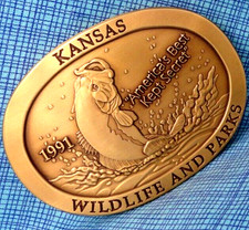 Kansas Wildlife Parks Fishing Belt Buckle Sportsman 1991 11 of 1000 Vtg.MMR734