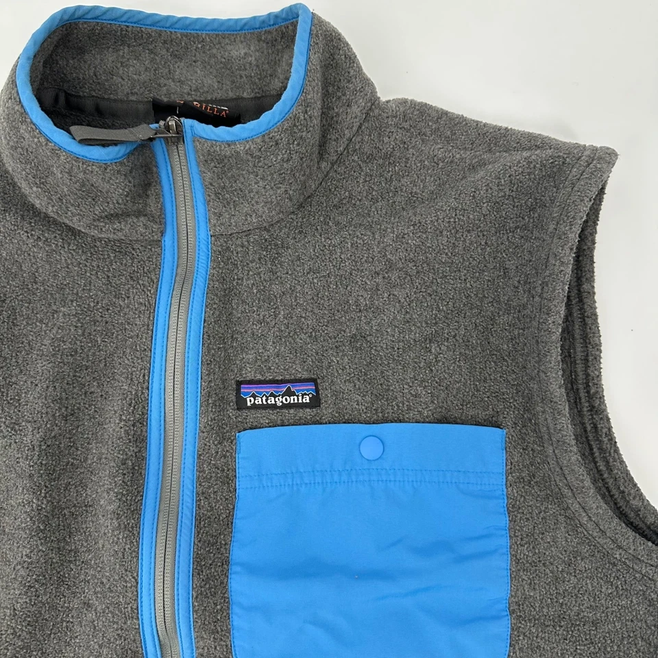 Patagonia Synchilla Fleece Vest Gray Blue Full Zip Sleeveles Contrast Mens Large - Image 3 of 4