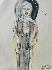 Gustav Klimt COA Painting Original Drawing Signed Art on Paper