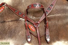 Show Tack Bridle Horse Western Leather Rodeo Headstall Breast Collar 85121