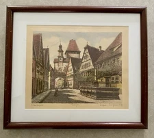 Rödergasse in Rothenburg ob der Tauber by Ernst Geissendorfer Sign & Frame 14x14