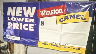 Winston Camel Vinyl Advertising Sign Tobacco Collectible 1993 - 6ft x 34''