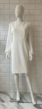 John Zack Women White Knee Length Chiffon Sleeve Sheath Dress UK 14 BNWT