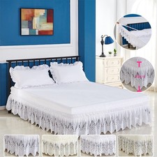 Elastic Bed Skirt 38CM Drop Princess Lace Bed Dust Ruffle Twin Full Queen King