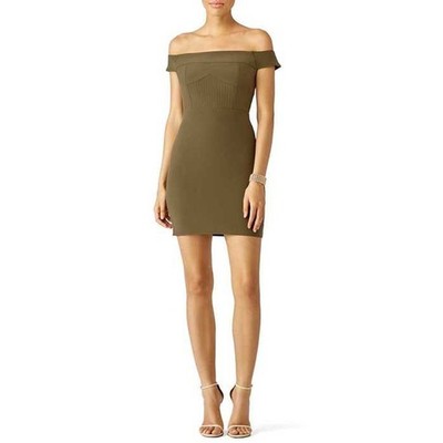 Women's Endless Rose Olive Green Off-Shoulder Mini Dress Size S