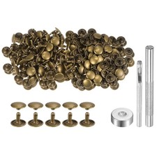 200 Sets Leather Rivets 12mm x 10mm Metal with 3 Setter Tools Bronze