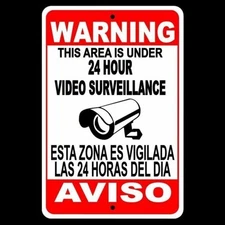 CCTV Security Audio Video Surveillance Camera 8" x 12"Sign English/Spanish SS04