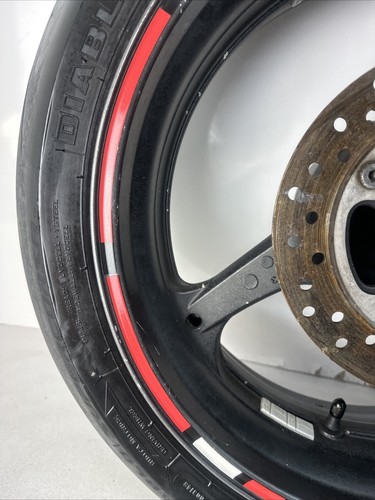 04-05 Honda CBR1000RR Rear Wheel Rim w Brake Rotor Tire CBR1000 Oem STRAIGHT BLK - Picture 3 of 14