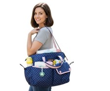 Matilda Jane The Essentials Diaper Bag Changing Mat Blue Pink Polka Dots