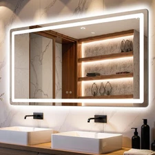 Bathroom Mirror with Lights, 30x55 Vanity Mirror for Bathroom Wall, Anti-Fog,...