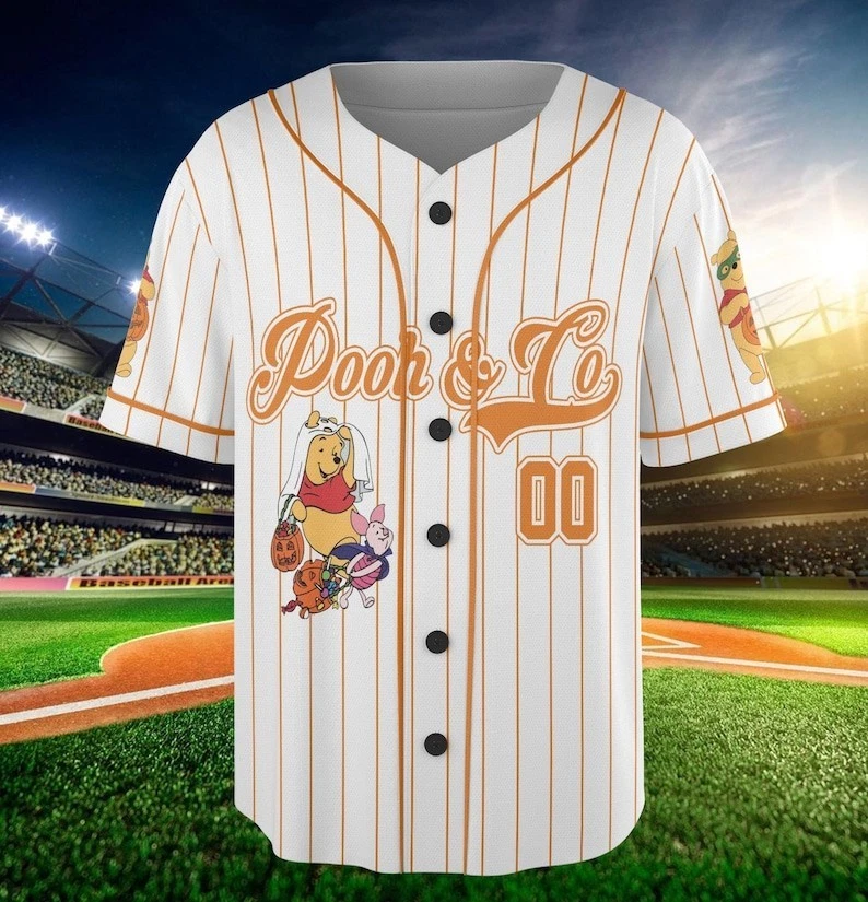 Personalized Custom Disney Pooh And Co Halloween Baseball Jersey Team