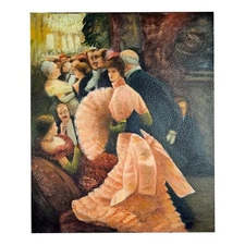 Square Hand Painted Oil on Canvas 50x60 CM Made in Italy Woman Look