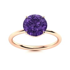 Sterling Silver Crown Chakra Natural Amethyst Womens day Solitaire New Ring