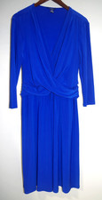 H4 CHAPS EST. 1978 Deep V Neck Draped Dress L Royal Blue Stretch Knit China
