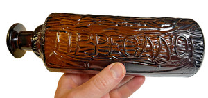 Antique 1883 Warner Tippecanoe Bitters Log Cabin Figural Bottle Rochester NY