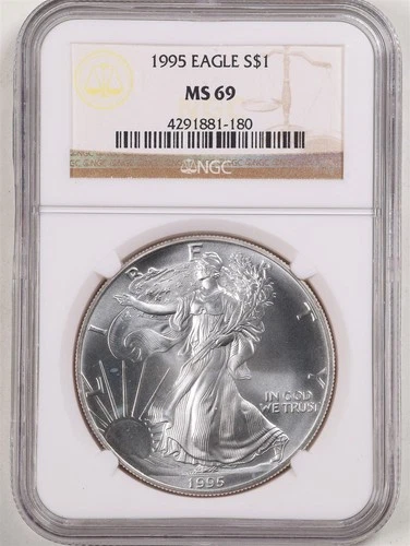 1995 1oz Silver American Eagle MS69 NGC 4291881-180