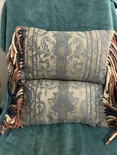 2 Damask Pillows 9”x16” Bullion Fringe