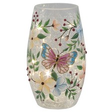 Shudehill Giftware Crackle Glass LED Vase Butterfly Floral Light Up