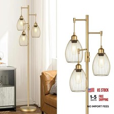 Dimmable Floor Lamp, Industrial Floor Lamps for Living Room, Gold-70 inches