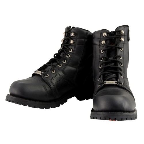 Milwaukee Leather Men's Black Lace-Up Wide-Width Motorcycle Leather Boots with - Bild 4 von 10