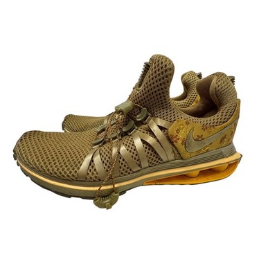 Nike Shox Gravity Women 7.5 Gold Yellow Floral Brocade Mesh AQ8554-700