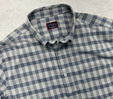 UnTuckit Button Down Long Sleeve Shirt Mens L Blue Plaid Flannel (pilly)