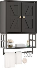 Farmhouse Medicine Cabinet - 3-Tier Wall Mounted Storage Organizer with