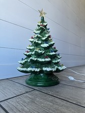 Vintage Ceramic Christmas Tree with Birds 19 Inch, Multicolored