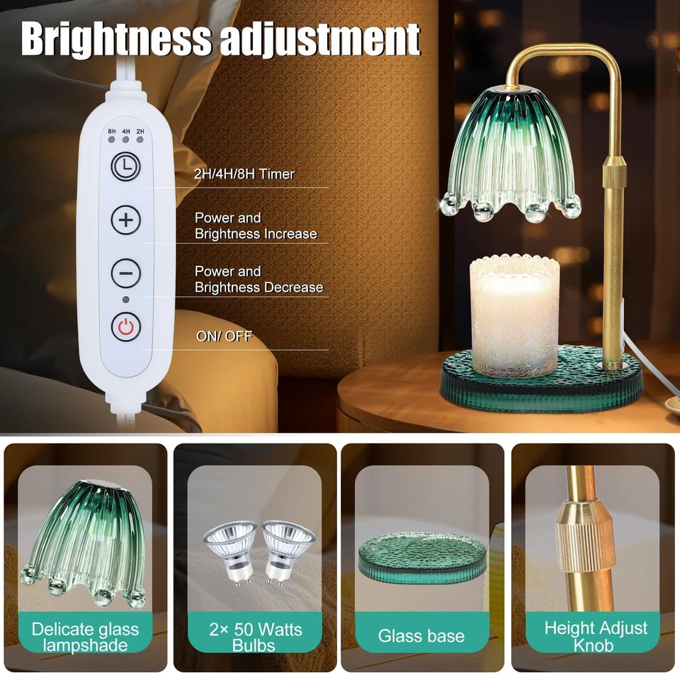 Lámpara Calentador de Velas con Temporizador - Calentador de Fusión de Cera con Altura Ajustable y Di... Foto 3 de 4