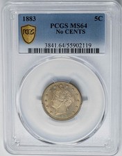 1883 Sheild Nickel 5c No Cents MS64 PCGS 951149-2