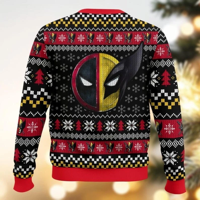 Deadpool And Wolverine Ugly Christmas Sweater, Superhero Xmas Sweater