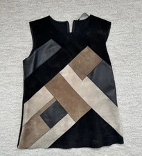 Derek Lam Womens Leather Front/knit Back Vest Black Size 6