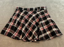 Gothic Plaid Mini Skirt Flared Skater Steampunk Grunge Emo Pink Black Womens M