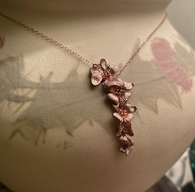 Jewelmint Rose Gold Plated Orchid Necklace 16