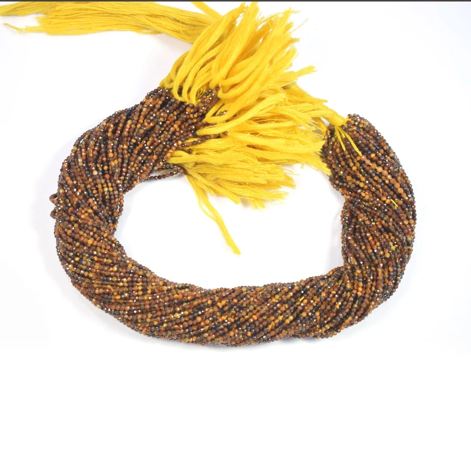 2 Strang 2-3 MM AAA + Natürliches Tigerauge Mikro Facettiert Rund Edelstein P... - Bild 2 von 4