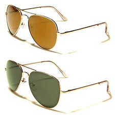 Classic Double Bridge Gold Metal Lightweight Sunglasses Driving Lens