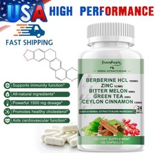 Berberine Capsules 1500mg with Ceylon Cinnamon  ZINC Heart Health Immune System