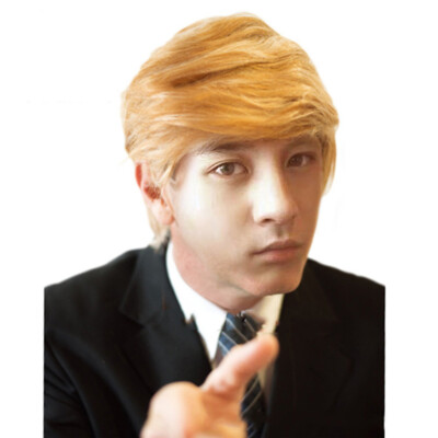 Herren Damen stilvolle kurze Perücke Synthetik blond Cosplay Perücke Kostüm Requisite