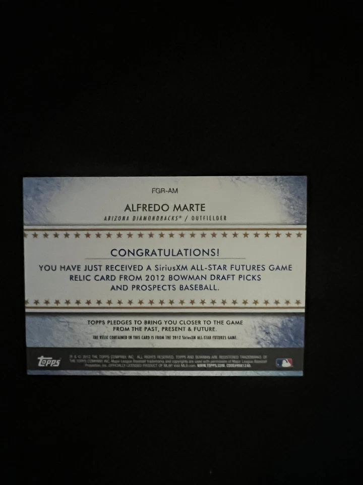 2012 Bowman Draft Futures Game Relic 112/199 Alfredo Marte #FGR-AM Diamondbacks - Image 2 of 2