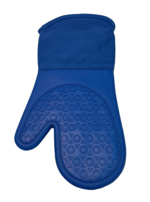 Homwe Silicone Oven Mitt Blue Heat Resistant Non-Slip 13.7'' Cotton Polyester