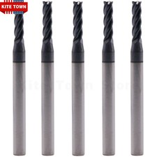 5Pcs 4 Flute 3/32" x 1/8" x 3/8" x 1-1/2" End Mills Solid Carbide AlTiN Coated