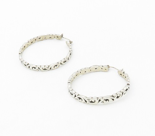 925 Sterling Silver - Vintage Shiny Swirl Vine Hoop Earrings - EG8514 | eBay