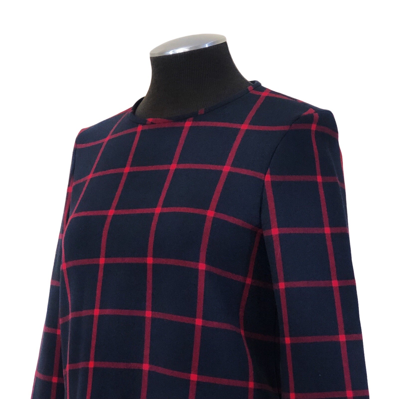 Zara Woman - Navy And Red Checkered Windowpane Top - Small image 8